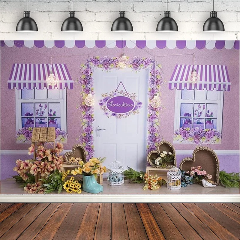 

Фотофон весенний цветочный магазин фиолетовый цветочный сад девушка день рождения портрет декор плакат фон для фотостудии