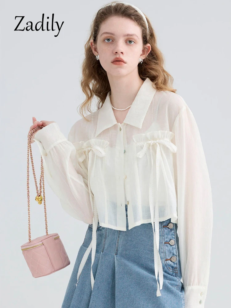 

Женская шифоновая рубашка с длинным рукавом, на пуговицах