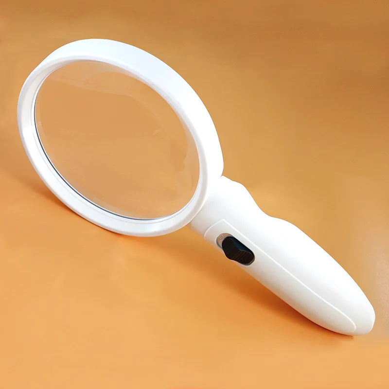 

128mm Large Lens Lighting Newspaper Reading Magnifying Glass With LED Lamp Magnifier Map Helping Hand Loupe 80mm 100mm