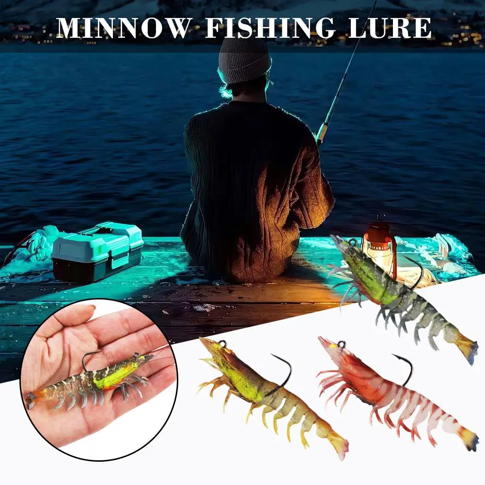 

1 Pc Noctilucent Shrimp Bait Realistic Appearance Built-in PVC Simulated Hook Equipment Outdoor Material Bait Fishing Flexi Q2A5