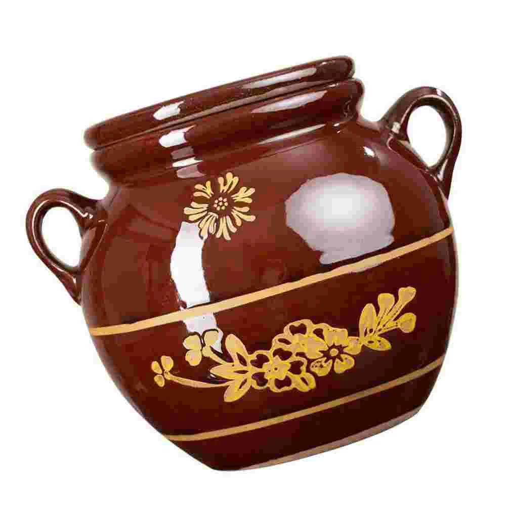 

1Pc Lard Oil Storage Jar Ceramic Lard Oil Jar High-temperature Resistance Jar for Home