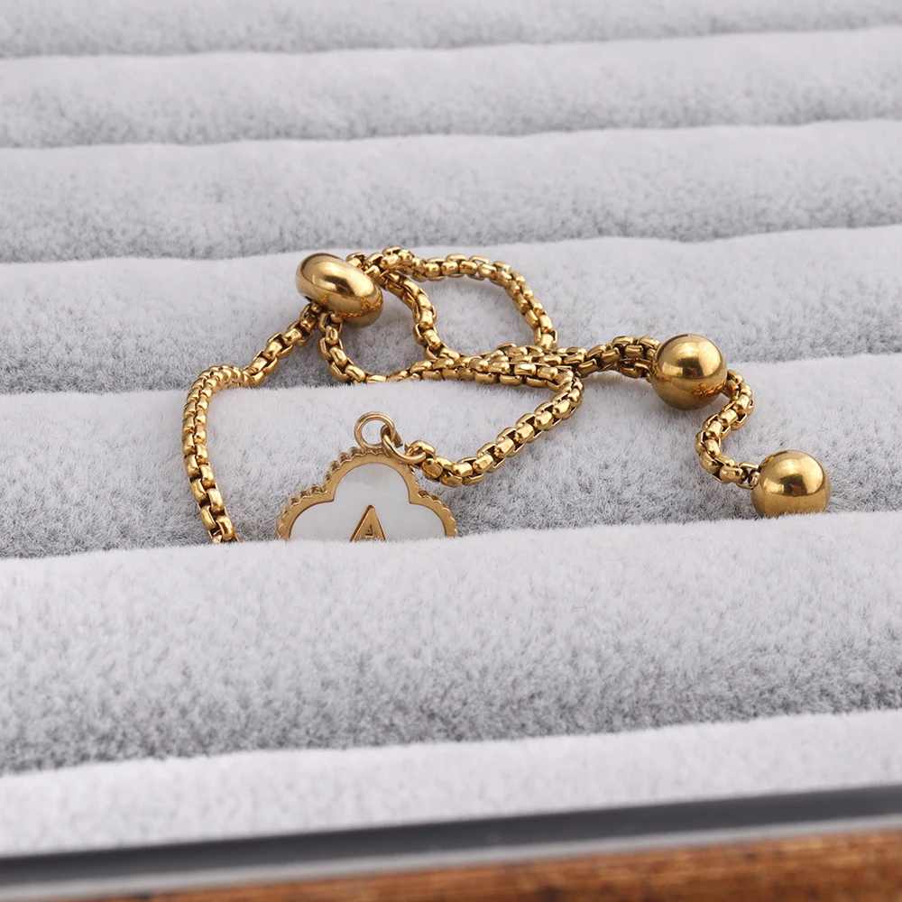 1 шт. браслет из нержавеющей стали с 4 листами клевера и начальной буквой