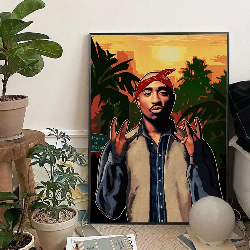 Легендарный Рэпер Хип-хоп певец Тупак аниме постеры Ретро Стикеры из крафтовой