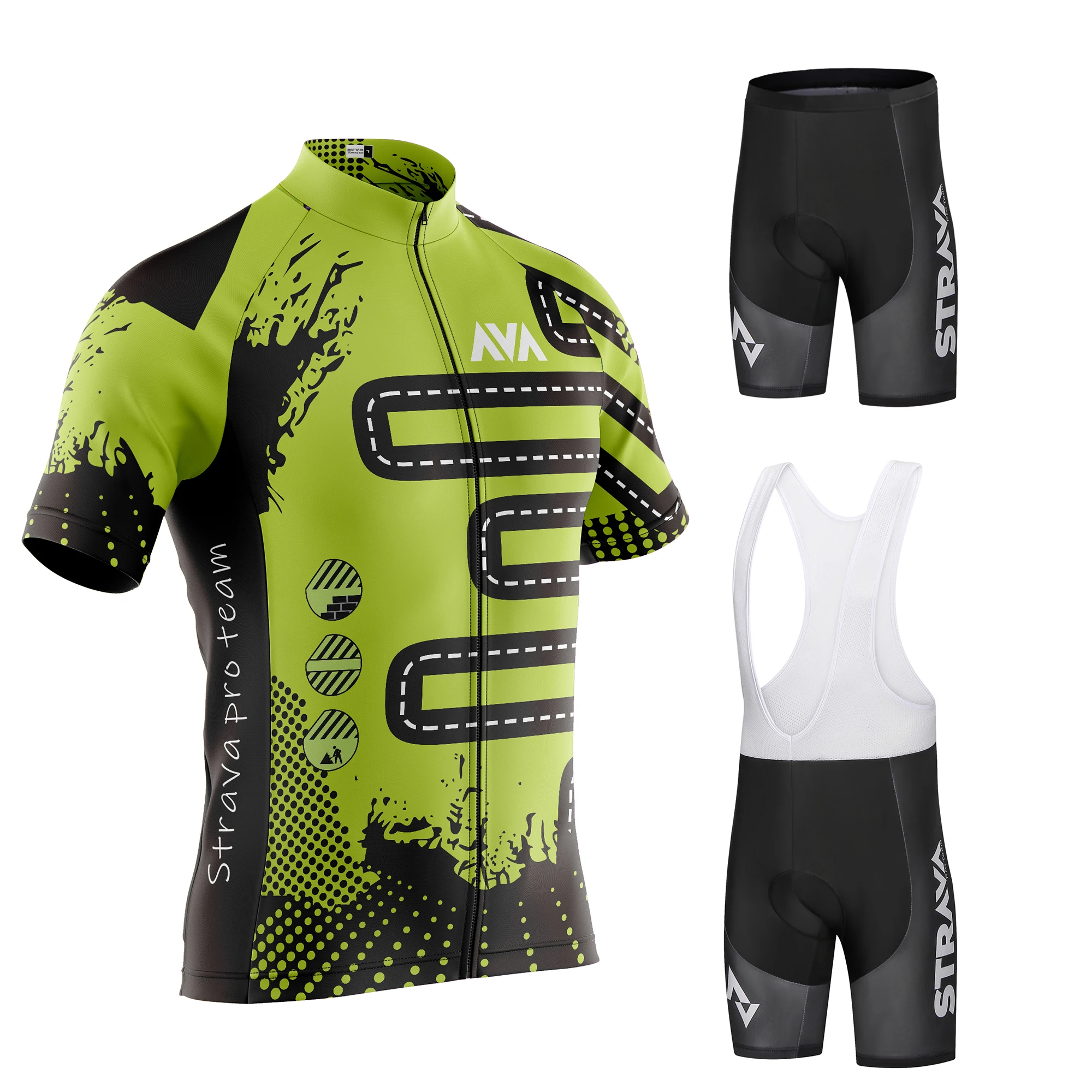 

STRAVA Pro Team Cycling Jersey Men Set Bib Shorts Set Summer Bike Jersey Bicycle Racing Uniform Clothes