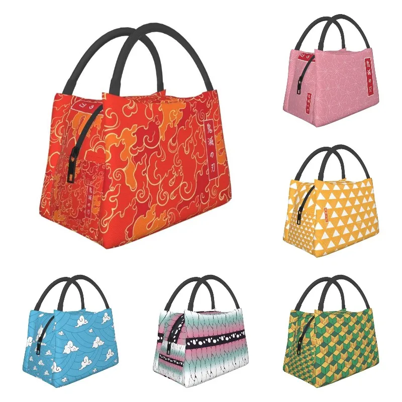 

Flame Hashira Demon Slayer Insulated Lunch Bags for Women Kyojuro Kimetsu No Yaiba Cooler Thermal Bento Box Hospital Office