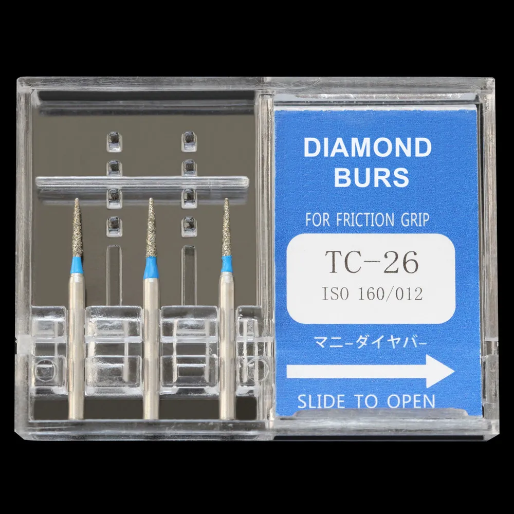 

10 Packs Dental Diamond Burs TC-26 Polisher Drill Tools FG 1.6mm High Speed Handpiece Polishing DIA-BURS