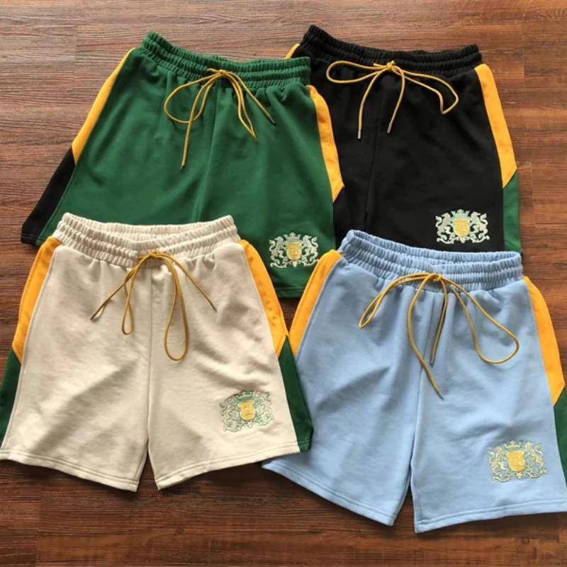 

Summer new Embroidered Badge Rhude Shorts Men Woman Drawstring Breeches Simple