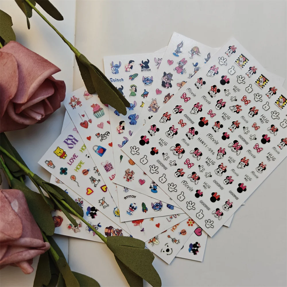 1 лист Стич Микки диснеевские новые 3D наклейки для ногтей маникюра модный дизайн