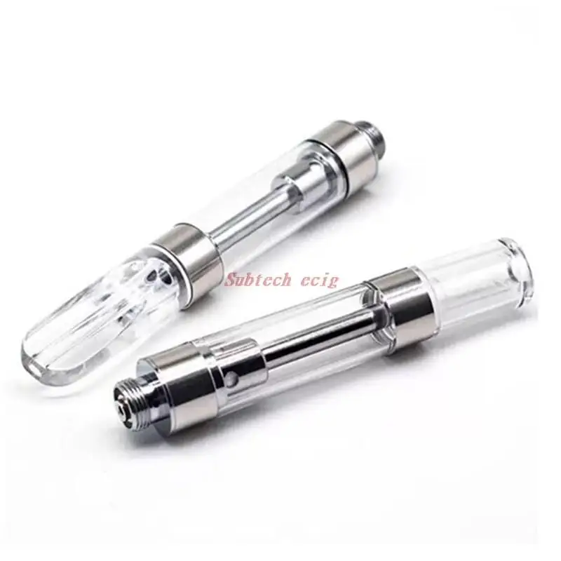 50pcs G5 Ceramic Coil Cartridges Tank Atomizer Press in Vape Carts 0.8ml 1.0ml Capacity Flat Round Tips 510 Thick Oil Vape Pen