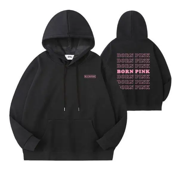 

NEW Kpop BORN Pink Tour Vocal Concert Same Hooded Solid Color Long Sleeved Cotton Bp Sweatshirt Y2K Oversize Hip Hop Top Tee
