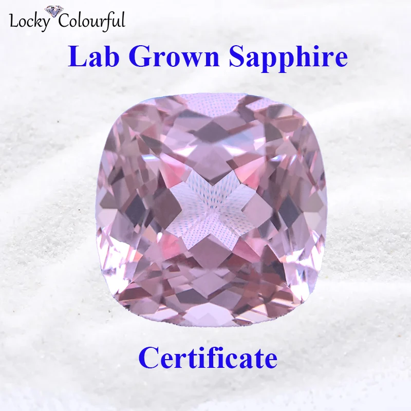 В лаборатории выращенные сапфировые квадратные подвески в форме подушки Сакура