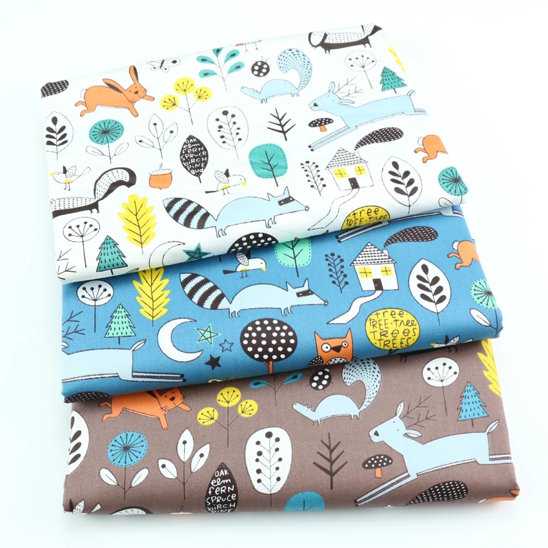 Хлопчатобумажная саржевая ткань с животными для детей хлопчатобумажная шитья