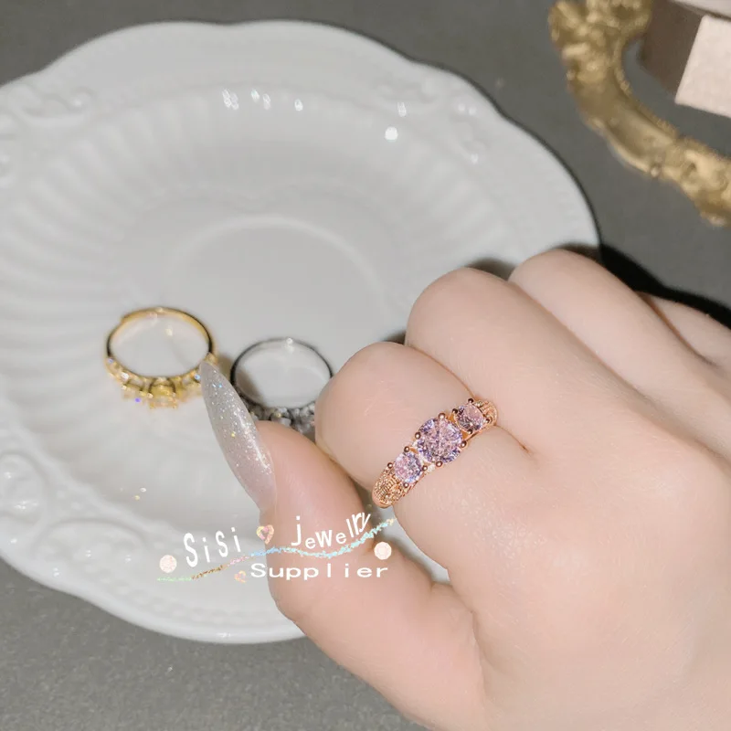 Модное регулируемое кольцо в стиле хип-хоп минималистическом с фианитом класса