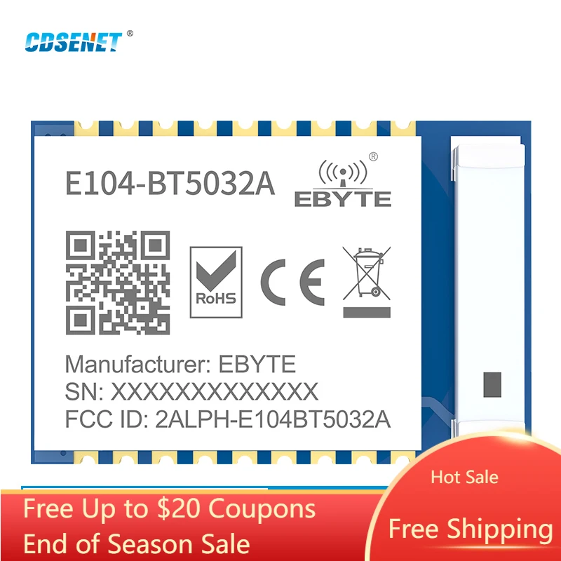 NRF52832 BLE5.0 UART 2,4 ГГц последовательный порт для модуля синих зубов CDSENET E104-BT5032A IBeacon, керамическая антенна, беспроводной приемопередатчик