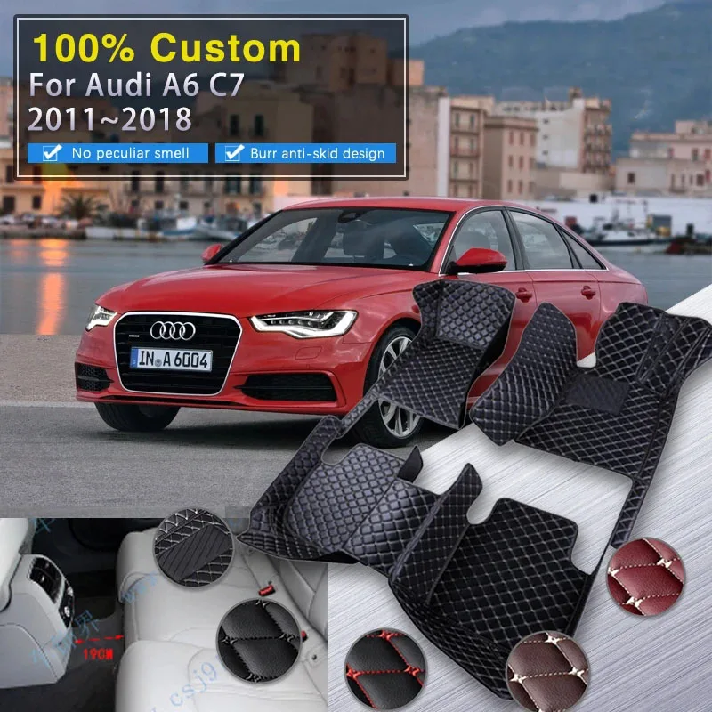 

Car Floor Mats For Audi A6 C7 4G 2011~2018 Rug Luxury Leather Mat Full Set Durable Carpet Auto Interior Parts Car Accessories