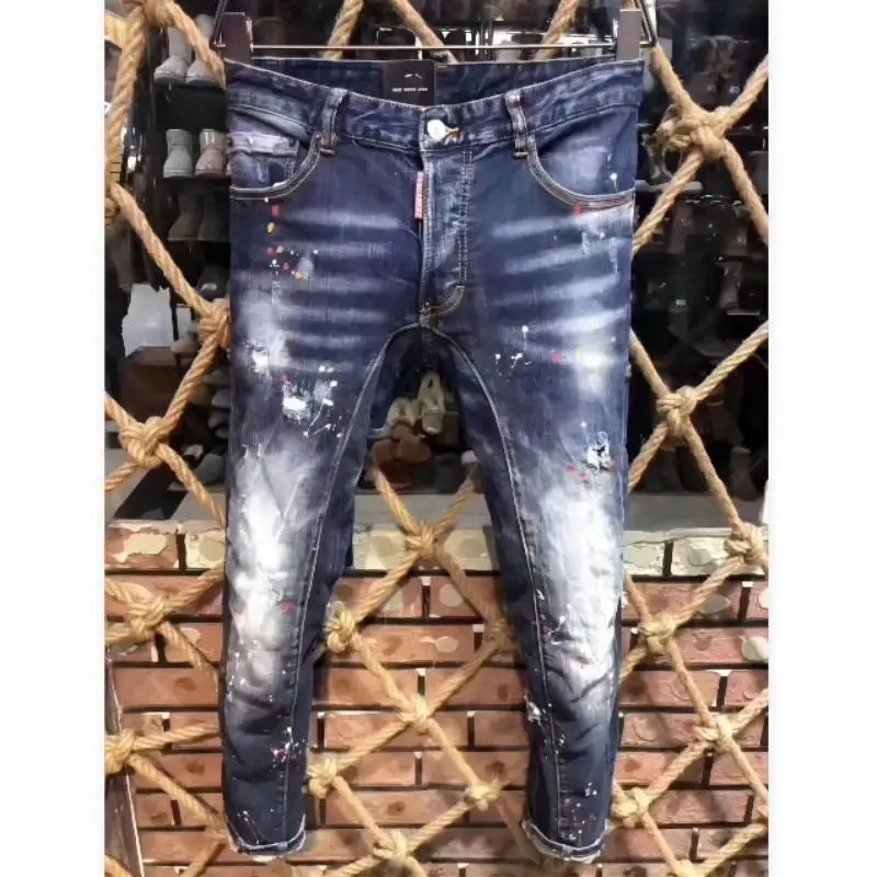 

DSQUARED2 женские/мужские джинсы-карандаш с дырками мотоциклетные вечерние ничные повседневные брюки уличная джинсовая одежда A217 #