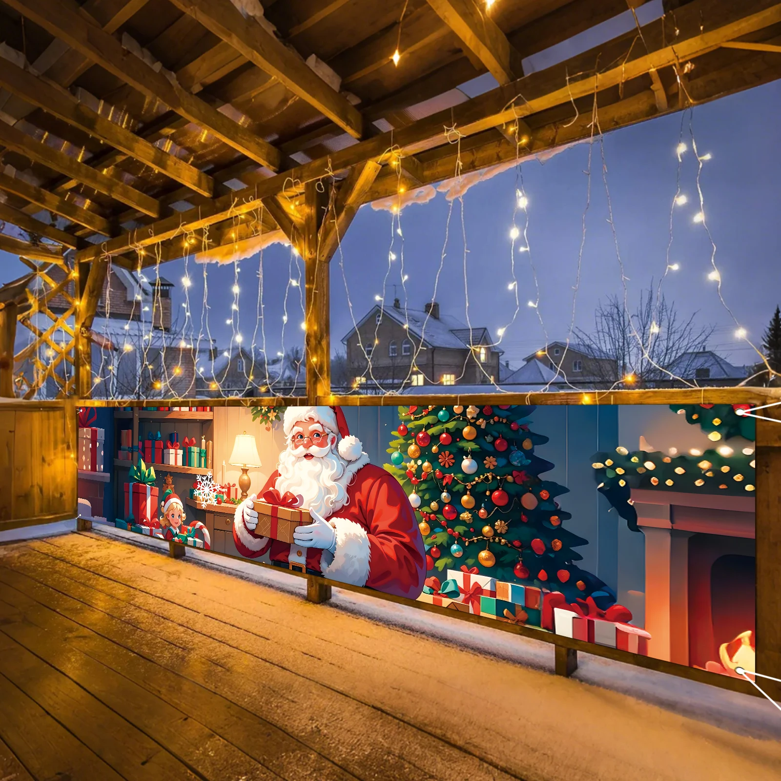 1 шт. (17*78 дюймов/45*200 см) полиэстер версия Q Санта-Клаус шлюз с Рождеством баннер