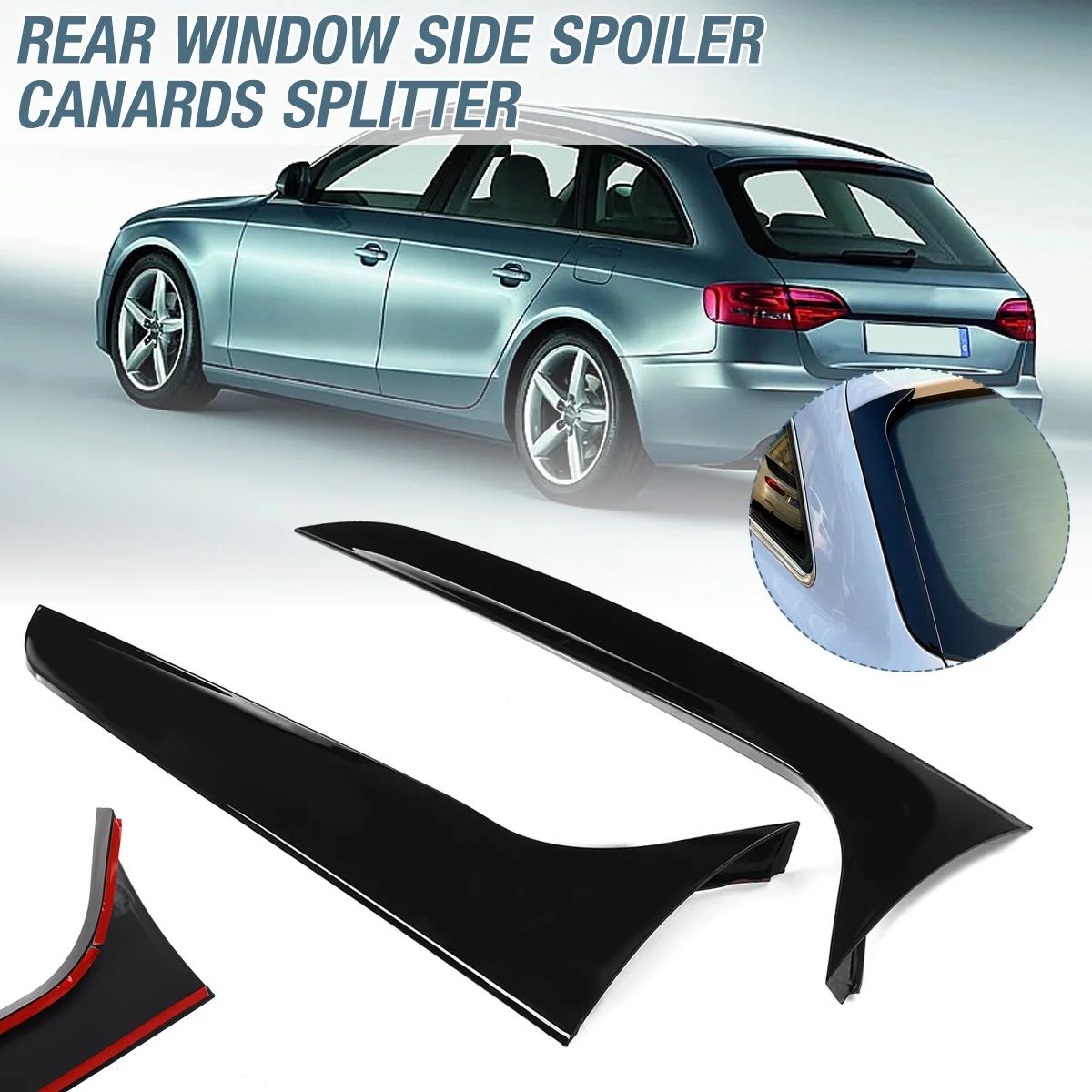2Pcs Car Rear Window Side Spoiler Spoiler Wing Canard Canards Splitter For Audi A4 B8 Allroad Avant 2009-2016