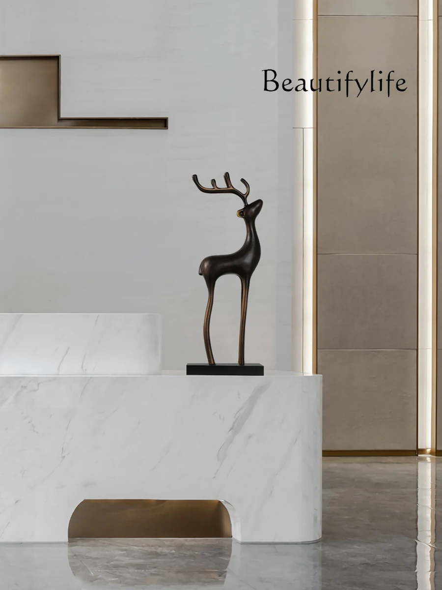 Lucky Deer украшение отеля гостиная вход дома свет роскошная деревянная скульптура
