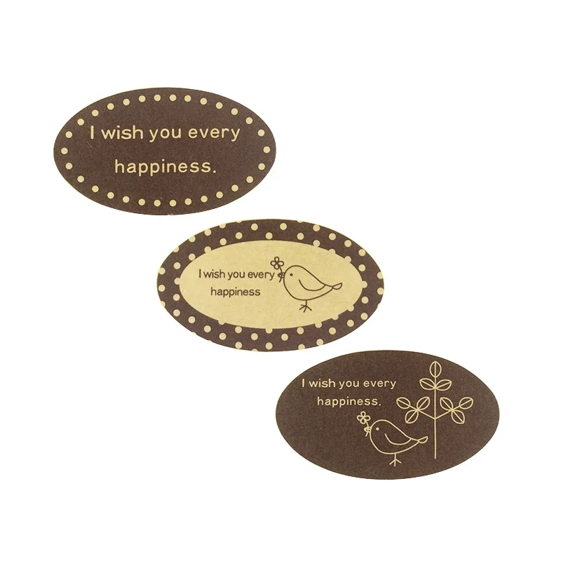 

90 шт./партия, коричневые эллипсовые наклейки для изделий ручной работы