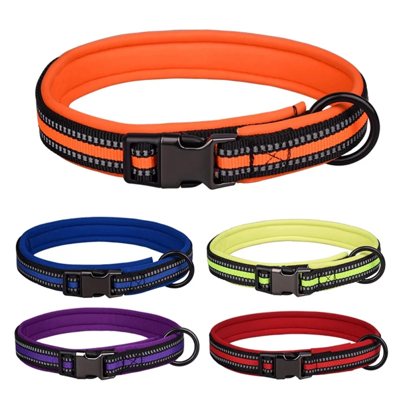

Регулируемый ошейник для собак, нейлоновый светоотражающий аксессуар для собак среднего и большого размера, прочный