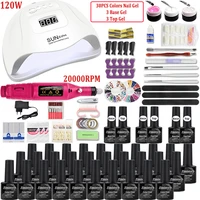 nail set 302010 pcs color uv nail gel with 1208054 w uv led nail lamp and 20000 25000rpm nail drill machine nail art kit