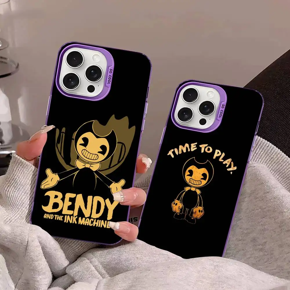 Фото Классический чехол для телефона B-Bendy And The I-Ink M-Machine для iPhone 17 16 15 14 11 12 13 Pro Max Plus Pro, цветной, серебристый №4