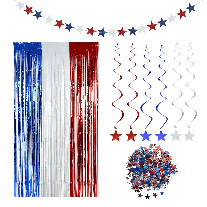 

American Independence Day Party Decoration Star Banner Hanging Swirl Bunting Garland United States 4Th of July Party Home Supply