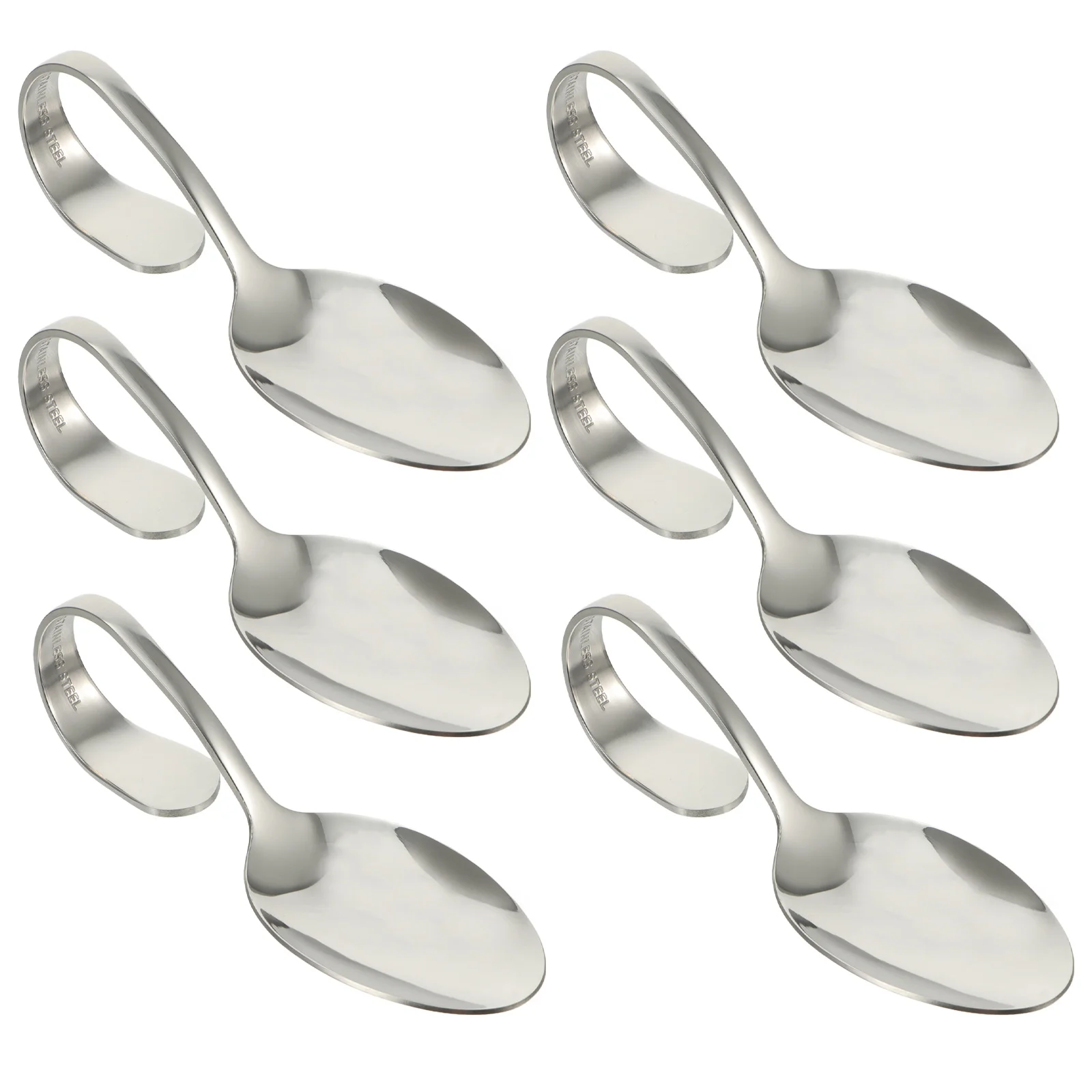 

6 Pcs Curved Handle Spoon Western Food Cutlery Cup Hanger Multipurpose Stainless Steel Baby Mini Decor Coffee tea tableware