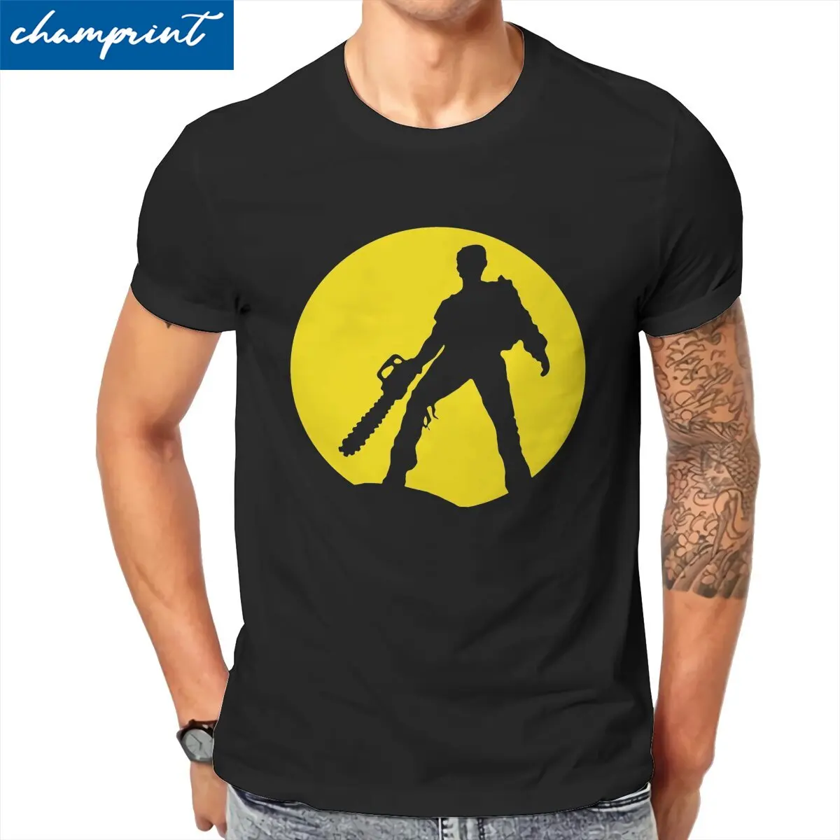 

Ash VS The Evil Dead T Shirts for Men 100% Cotton Creative T-Shirts Round Neck Army of Darkness Horror T Shirt Short Sleeve Tops