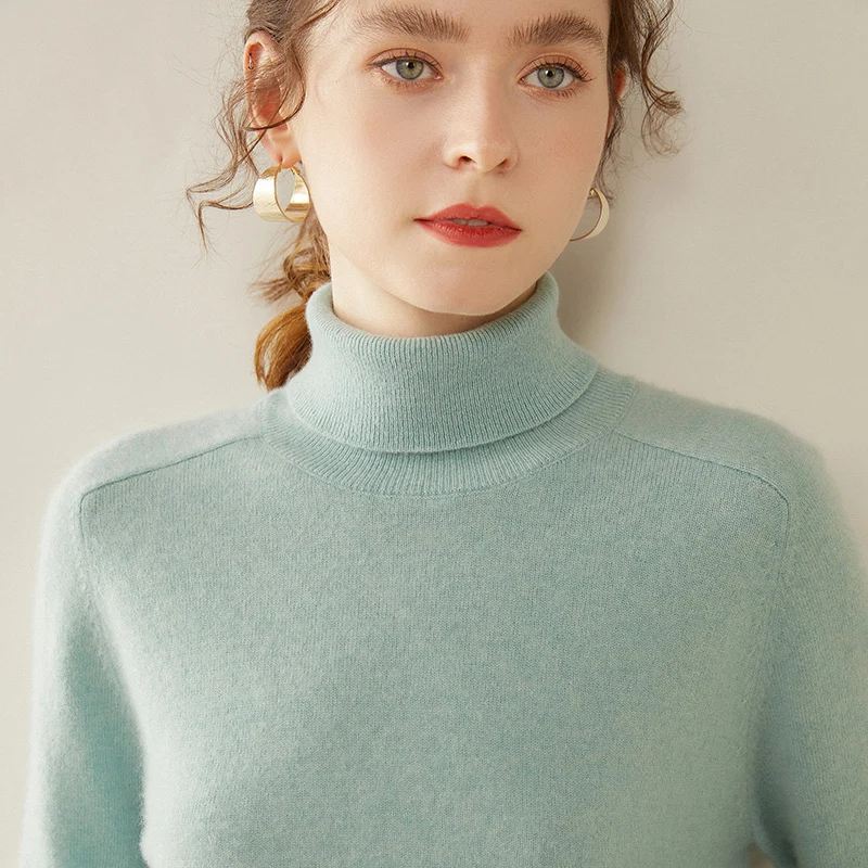 Women Sweaters 100% Cashmere Pullovers Winter 2022 New Arrival Turtleneck Solid Color Jumper Female Knitwear Tops Girl Clothes