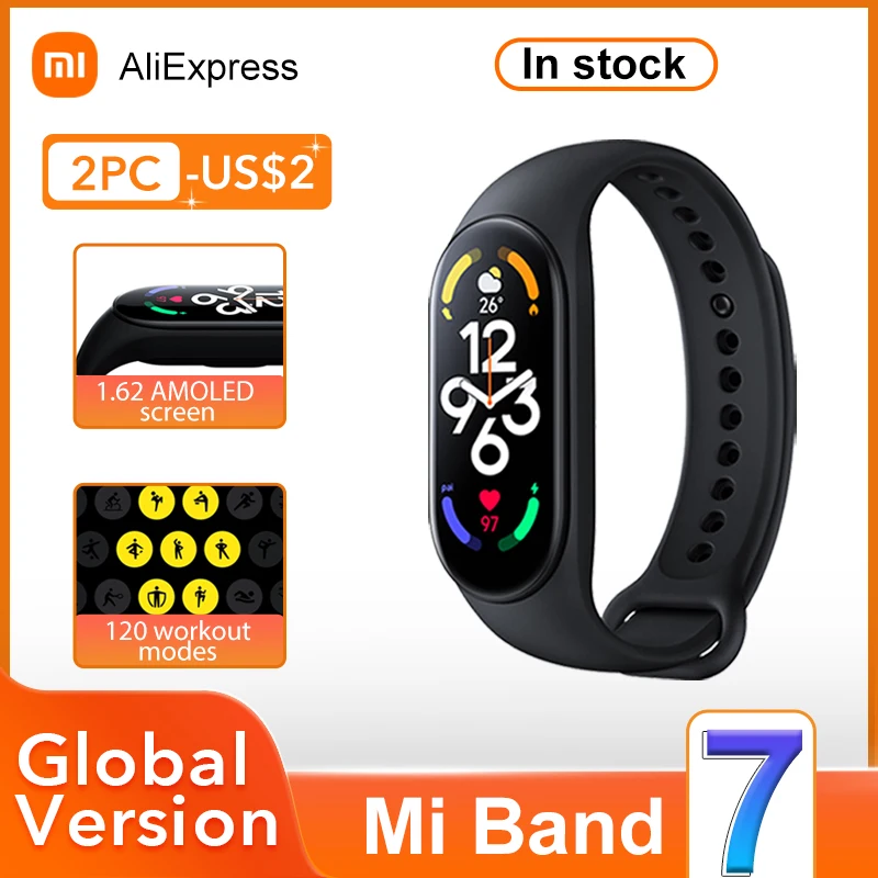 Xiaomi Mi Band 7 Смарт-браслет 1 62 дюйма AMOLED Bluetooth 5 2 VO2 Max спортивный анализ 120 режимов