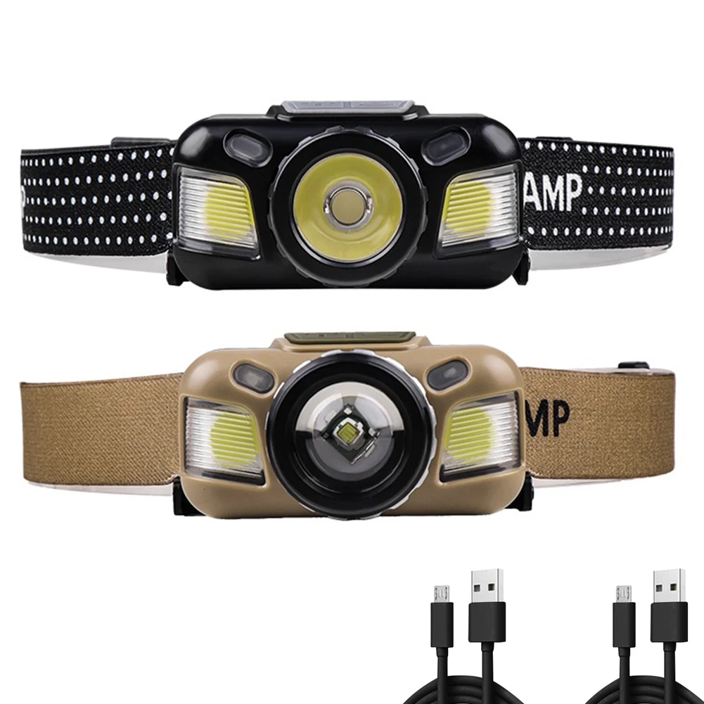 

Portable Induction USB Rechargeable XPE+COB LED Headlamp 600lm Outdoor IPX4 Waterproof Head Torch Flashlight for Running Camping
