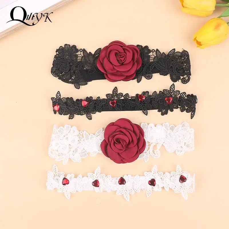 

2pcs Sexy Lace Garters Elegant Cosplay Floral Thigh Loop Girls Wedding Party Bridal Rose Leg Garter Belt Stocking Suspender