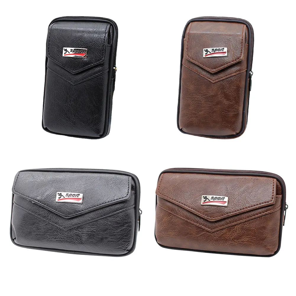 

Multifunctional Men Waist Bag PU Leather Fanny Packs Male Hanging Belt Bum Bags Travel Outdoor Mobile Phone Pouch