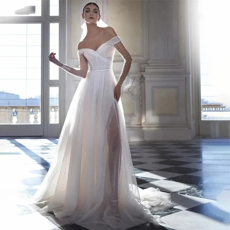 Блестящее Элегантное свадебное платье А-силуэта с V-образным вырезом пикантное