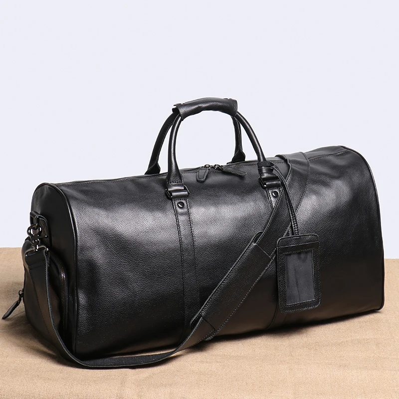 Men's Travel Bag Genuine Leather Luggage Bag Women's Weekend Duffle Bag Large Capacity Handbag Crossbody LEATHFOCUS
