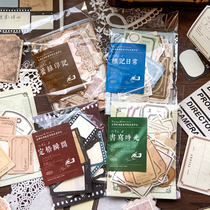 

Card Lover 100 Pcs [Flag Everyday Series] Vintage Journal Material Paper High Quality Writing Paper Deco Paper Scrapbook Kit