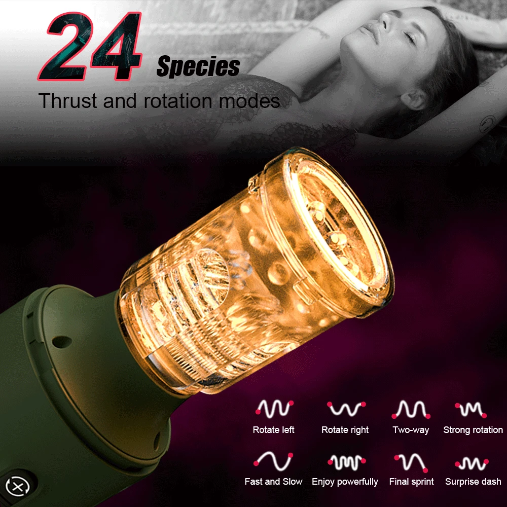 24 режима автоматический мужской мастурбатор телескопическая - Цена: 3825.83