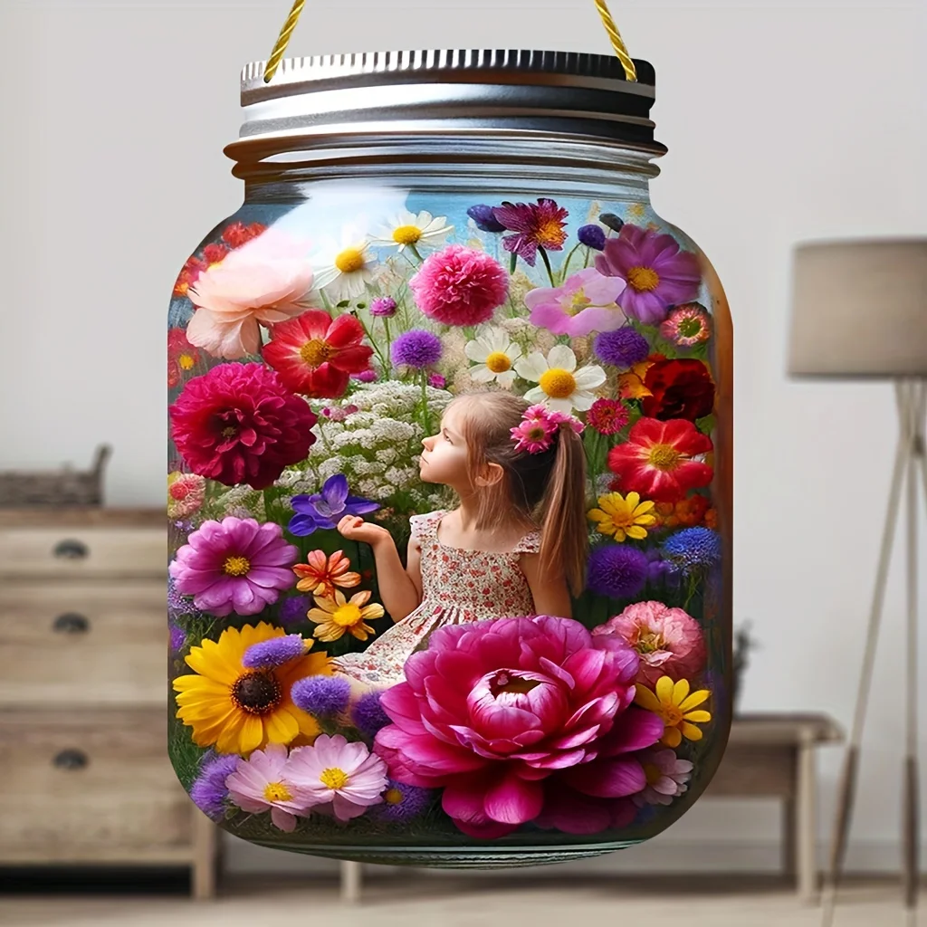 1 шт. акриловая декоративная подвеска Mason Jar красочный цветочный дизайн и для