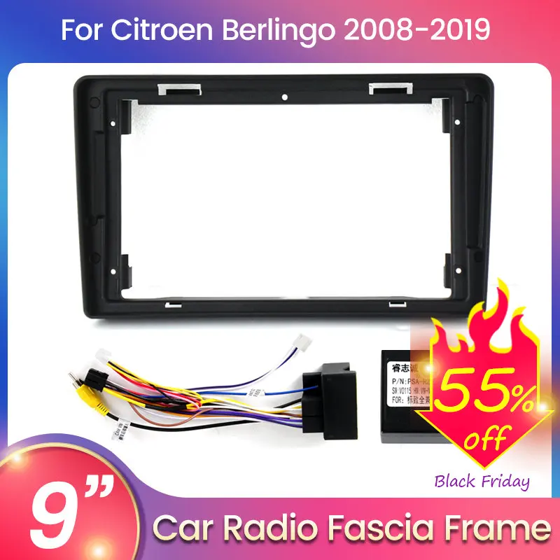 

For 9inch Host Unit Car Radio Fascia Frame For Citroen Berlingo 2 B9 2008 2009-2018 With Cable CANBUS BOX Dash Fitting Panel Kit
