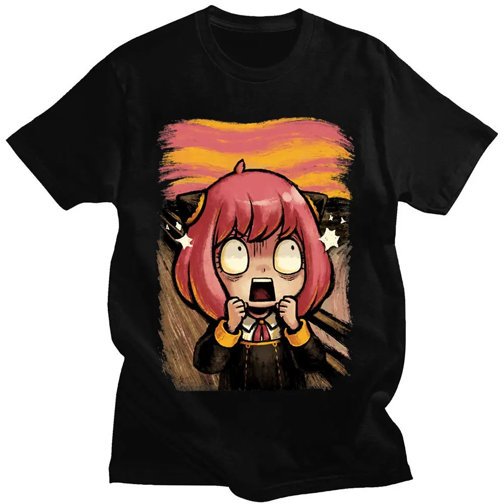 

Summer Women T-shirt Anya Print Tshirt Anime Graphic Short Sleeve Tops Funny Kawaii Clothes Cute Harajuku T Shirt Girls Y2k Tees