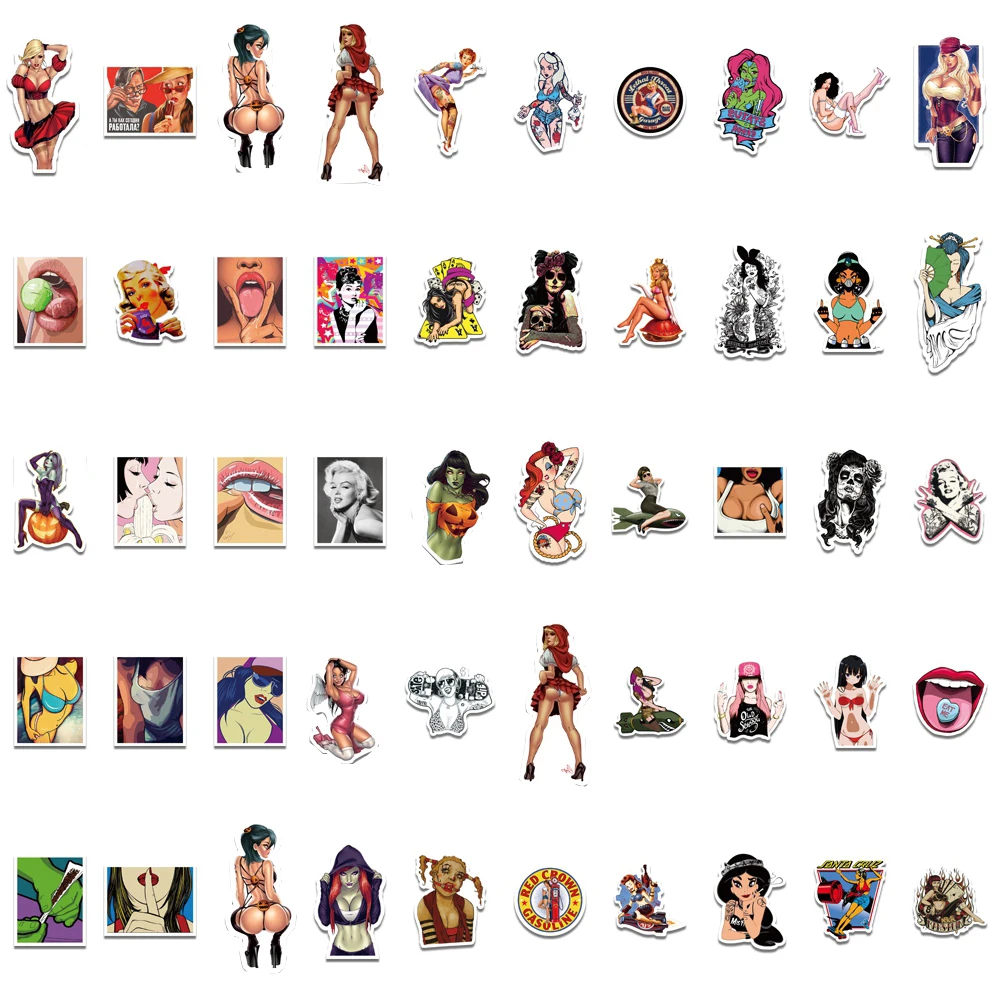 103050100pcs anime hentai tease vulgar sexy beauty girls waterproof stickers motorcycle laptop phone skateboard decal sticker free global shipping