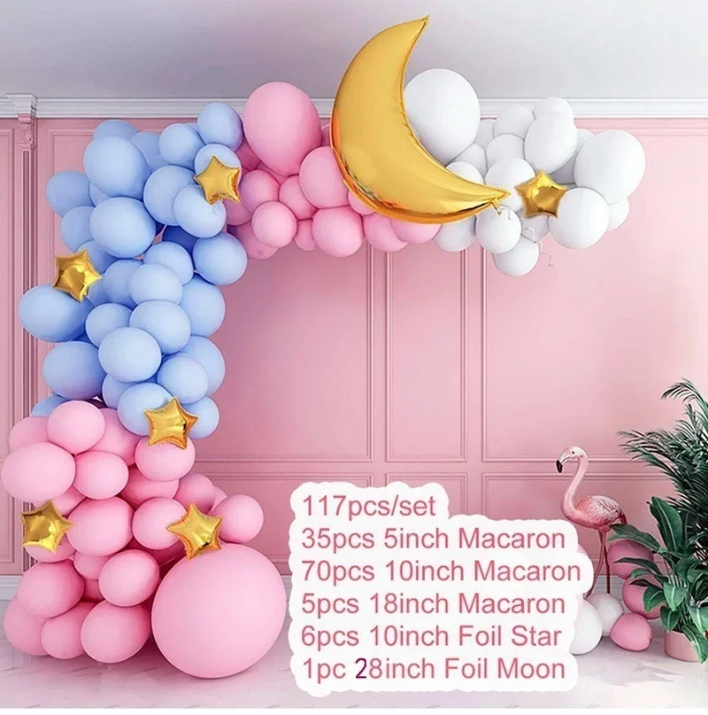 

Gold Star Moon Birthday Pary Balloon Arch Kit Pink Blue Balloons Garland Globos Girls Birthday Wedding Party Decor Baby Shower