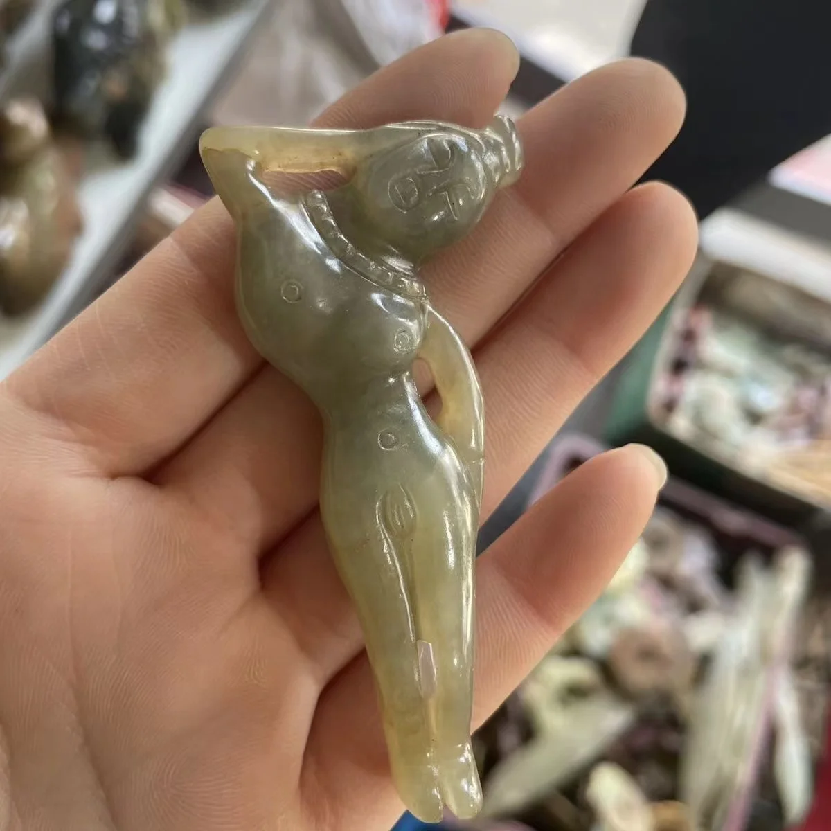

Sexy Woman Jade Pendant Euro Boho Girl Fun Lady Ornament Home Decoration Jade Stone Crafts Man Collection Gift