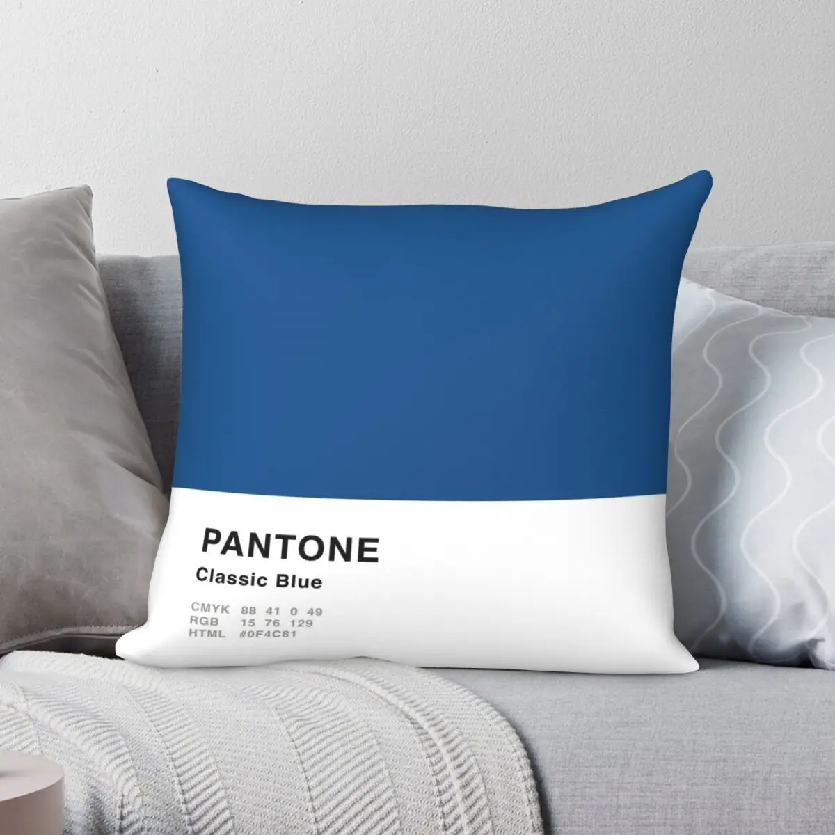 

Квадратный чехол для подушки, классический синий бархатный чехол из полиэстера и льна с принтом Пантон, с молнией, 18 дюймов