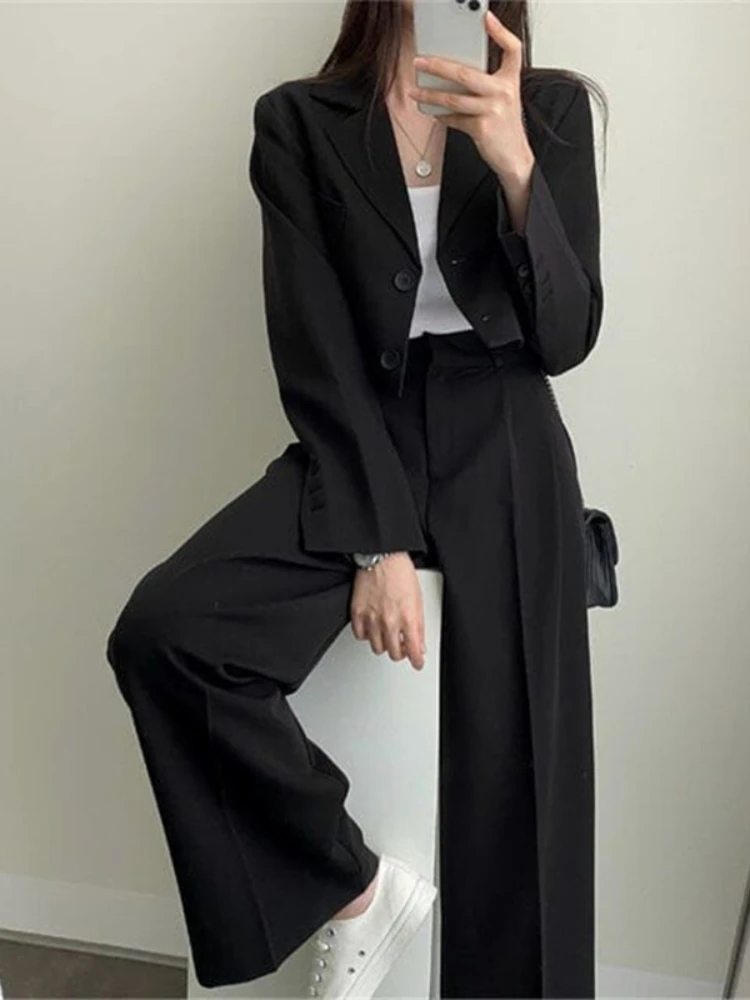 Two Piece Sets Womens Outifits New Blazer Suits Casual Women's Clothing Chic Elegant Pant Suit Trousers Short Coats Autumn 2023