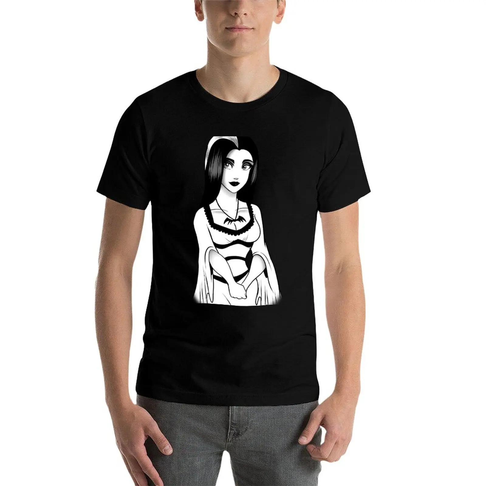 Фото Футболка Lily Munster, базовая футболка, мужские футболки, повседневная футболка, персонализированная футболка №4