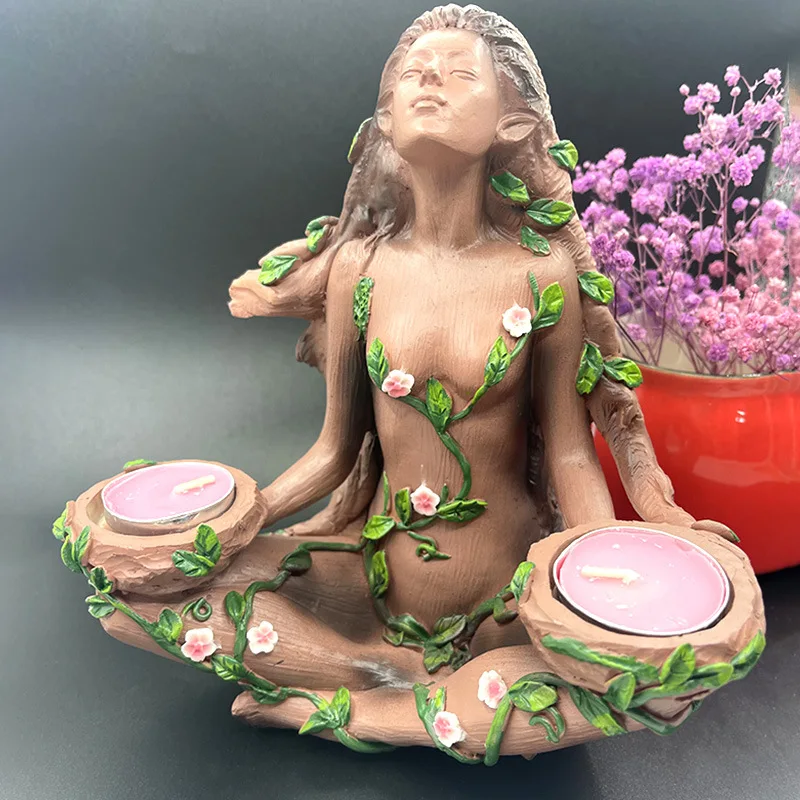 

Forest guardian goddess the mother of the earth nature protector balance candle candle holder resin ornament
