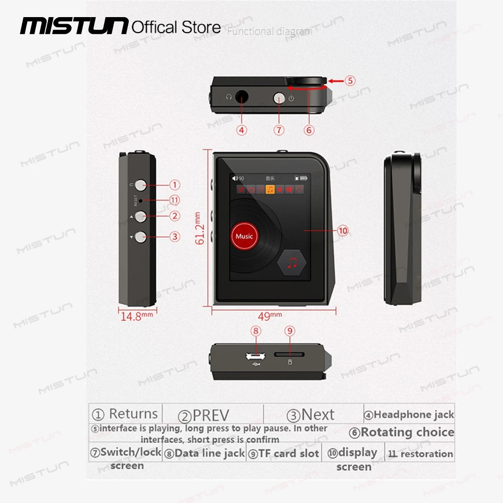 Музыкальный mp3-плеер DSD256 Hi-Fi плеер без потерь ЦАП DSP твердое декодирование Hi-Res